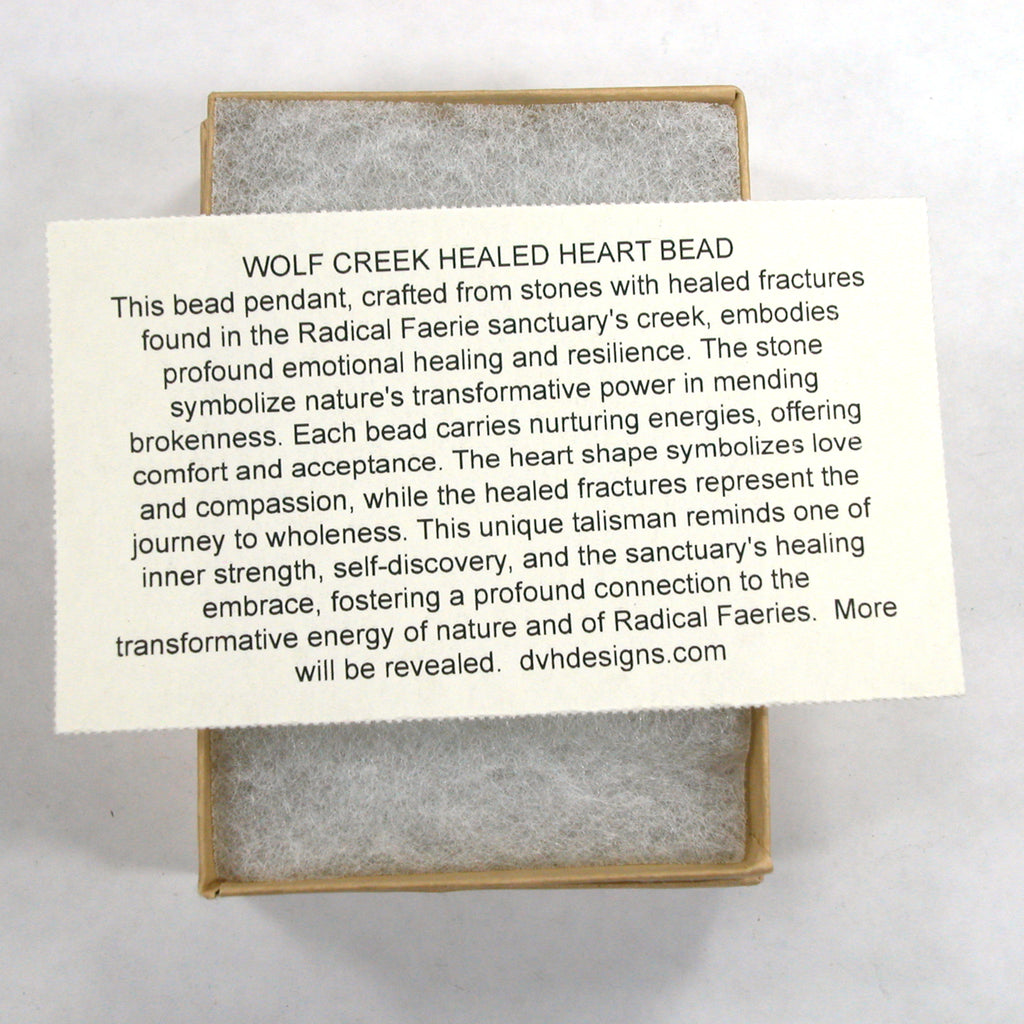 DVH Wolf Creek Radical Faerie Healed Heart of Stone Bead Pendant 20x17x6 (5444) Queer Magic