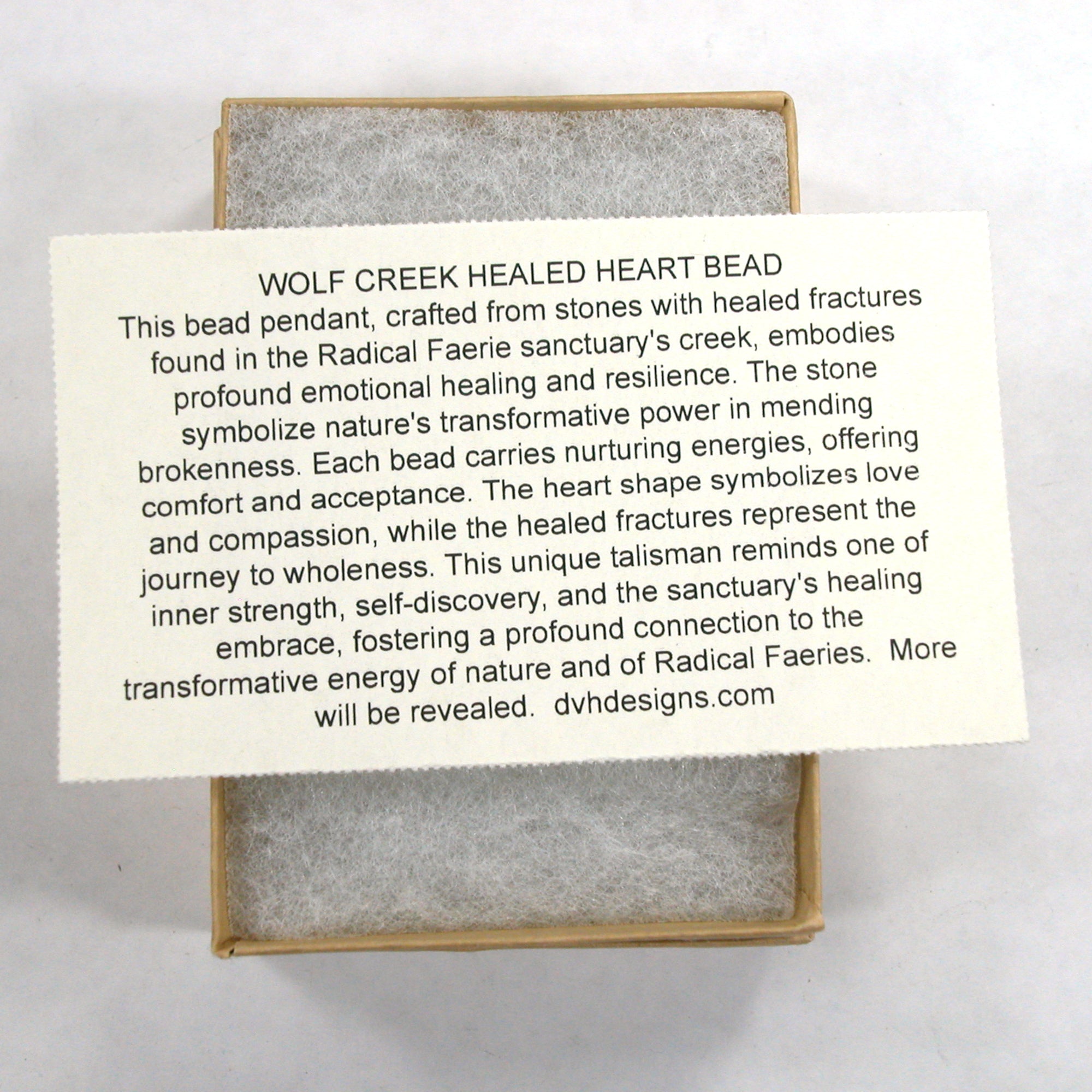 DVH Wolf Creek Radical Faerie Healed Heart of Stone Bead Pendant 20x17x6 (5444) Queer Magic